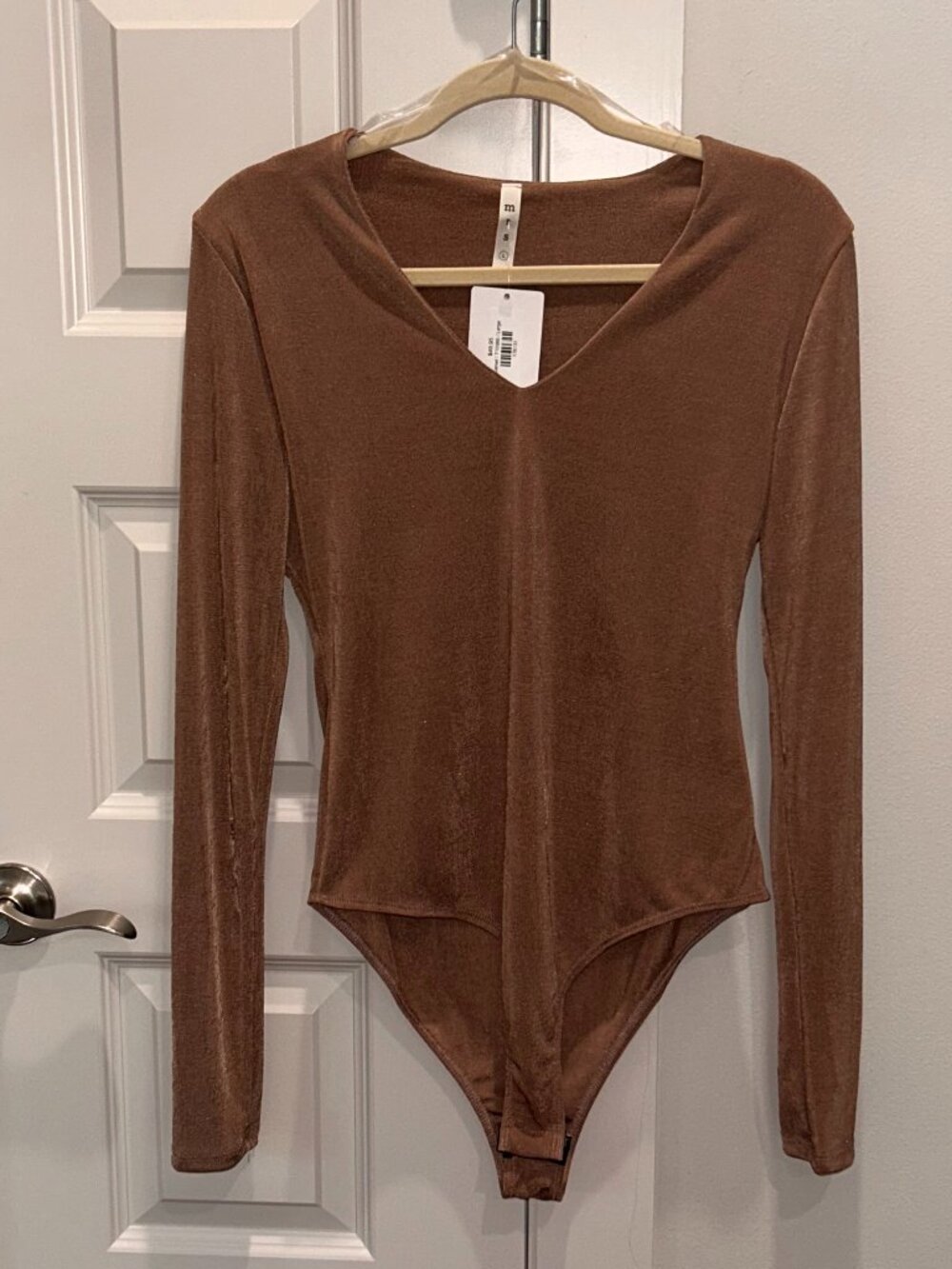 Mittoshop Camel V-neck Long Sleeve Bodysuit